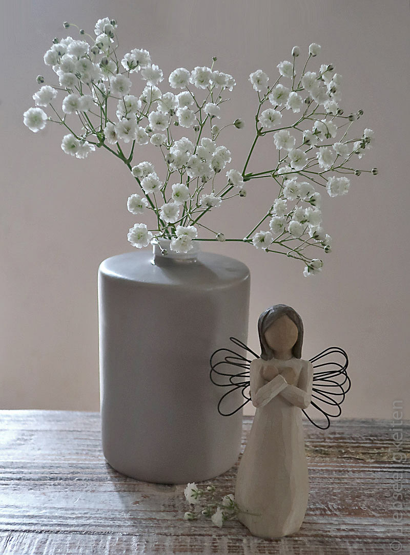 Vase mit schleierkraut - engel - weihnachten - deko